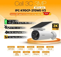 Camera IP Wifi Dùng Pin Năng Lượng Mặt Trời Imou IPC-K9DCP-3T0WE-V2 ( Cell 3C All-in-one ) 2K