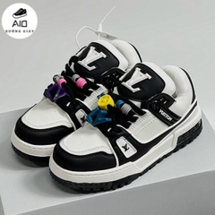 Giày thể thao Lo..uis Vuit__ton Sneakers Trainer Maxi ĐEN full, Giày thể thao LV ĐEN KÈM DÂY FULL STICK