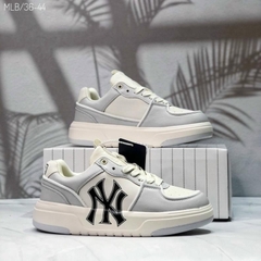 Giày thể thao MLB Chunky Liner New York Yankees White Black Gray, Giày Sneaker Trắng Đen Xám Full Box Bill