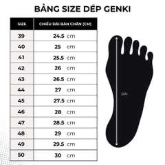 Dép Nam Big Size Chữ H GENKI Quai Da Cao Cấp Màu Đen Full Đế Bằng Cao Su - Dép H