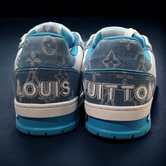 [ AIO LUXURY ] GIÀY LV TRAINER TRẮNG XANH QUAI DÁN BLUE WHITE LAI AU NAM NỮ CAO CẤP,Full Phụ Kiện Bản Cao Cấp Nhất