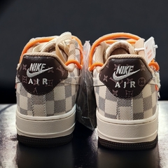 [ AIO LUXURY ] Giày Thể Thao AF1 Custom LV Màu Nâu Xám Dây Cam, Giày Air Force 1 LV Nâu, Full Phụ Kiện Bản Cao Nhất