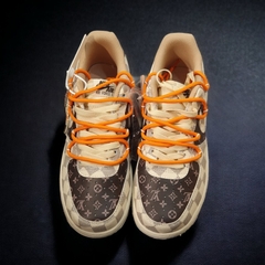 [ AIO LUXURY ] Giày Thể Thao AF1 Custom LV Màu Nâu Xám Dây Cam, Giày Air Force 1 LV Nâu, Full Phụ Kiện Bản Cao Nhất
