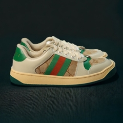 Giày thể thao Gu.cci Sơn Tùngg xanh lá kem trơn gót xanh lá,Giày Gu.cci Screener Beige Green Red Distressed Best Quality
