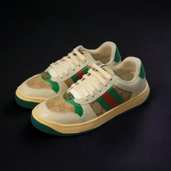 Giày thể thao Gu.cci Sơn Tùngg xanh lá kem trơn gót xanh lá,Giày Gu.cci Screener Beige Green Red Distressed Best Quality