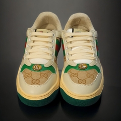 Giày thể thao Gu.cci Sơn Tùngg xanh lá kem trơn gót xanh lá,Giày Gu.cci Screener Beige Green Red Distressed Best Quality