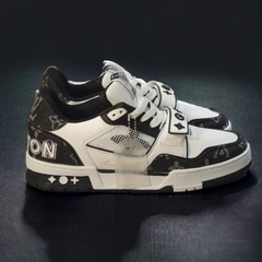 Giày LV Xanh Đen Trainer Black White,GIÀY LV TRAINER WHITE BLACK QUAI DÁN,LV Đen Trắng Siêu Phẩm Hot Trend Cao Cấp 2023
