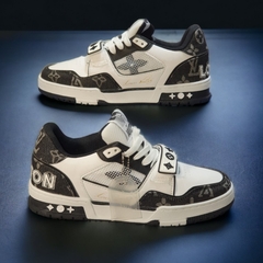 Giày LV Xanh Đen Trainer Black White,GIÀY LV TRAINER WHITE BLACK QUAI DÁN,LV Đen Trắng Siêu Phẩm Hot Trend Cao Cấp 2023