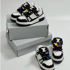 Giày thể thao Lo..uis Vuit__ton Sneakers Trainer Maxi ĐEN full, Giày thể thao LV ĐEN KÈM DÂY FULL STICK