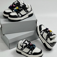 Giày thể thao Lo..uis Vuit__ton Sneakers Trainer Maxi ĐEN full, Giày thể thao LV ĐEN KÈM DÂY FULL STICK