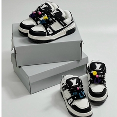 Giày thể thao Lo..uis Vuit__ton Sneakers Trainer Maxi ĐEN full, Giày thể thao LV ĐEN KÈM DÂY FULL STICK