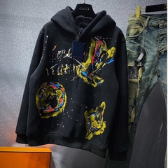 Siêu phẩm nỉ bông LV họa tiết không chê đi đâu được , Áo Hoodie LV 1:1có mũ nam nữ unisex chất nỉ bông siêu ấm hot trend