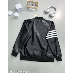 [AIO fashion] Áo Khoác Da Nam Thom Browne Bomber Jacket Thêu 4 Sọc Trắng Tay Lót Gió Bo Chun Dày Dặn Sang Trọng