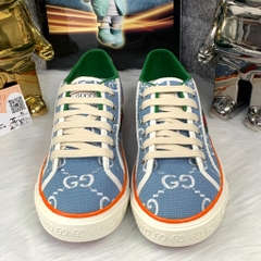 [ Ocean Park Luxury ] Giày Cao Cấp Thể Thảo Gu.cci Wmns Tennis 1977 XANH NHẠT 'Light Blue' Viền Cam BẢN ĐẸP NHẤT