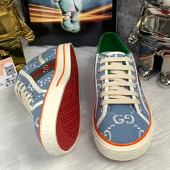 [ Ocean Park Luxury ] Giày Cao Cấp Thể Thảo Gu.cci Wmns Tennis 1977 XANH NHẠT 'Light Blue' Viền Cam BẢN ĐẸP NHẤT