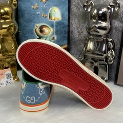 [ Ocean Park Luxury ] Giày Cao Cấp Thể Thảo Gu.cci Wmns Tennis 1977 XANH NHẠT 'Light Blue' Viền Cam BẢN ĐẸP NHẤT