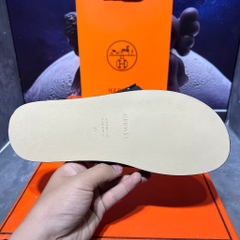 [ Ocean Park Luxury ] Dép Slides HM đen taiga nam cao cấp,quai da thật,bảng nâng cấp fom đế likeau