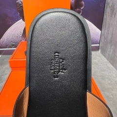 [ Ocean Park Luxury ] Dép Slides HM đen taiga nam cao cấp,quai da thật,bảng nâng cấp fom đế likeau