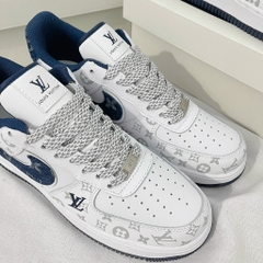 Giày AF1 LV Xanh Navy Siêu Cấp,af1 07 Low Dark Denim Blue White Sliver, AF1 Trắng Móc Xanh
