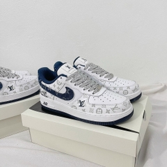 Giày AF1 LV Xanh Navy Siêu Cấp,af1 07 Low Dark Denim Blue White Sliver, AF1 Trắng Móc Xanh