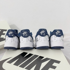 Giày AF1 LV Xanh Navy Siêu Cấp,af1 07 Low Dark Denim Blue White Sliver, AF1 Trắng Móc Xanh