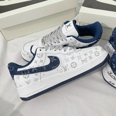 Giày AF1 LV Xanh Navy Siêu Cấp,af1 07 Low Dark Denim Blue White Sliver, AF1 Trắng Móc Xanh