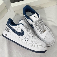 Giày AF1 LV Xanh Navy Siêu Cấp,af1 07 Low Dark Denim Blue White Sliver, AF1 Trắng Móc Xanh