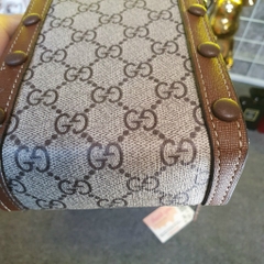 Túi đeo chéo da nam nữ mini bag GG nâu hoạ tiết chữ chéo monogram móc xích khoá nam châm,Túi phone Mini Nam Nữ Phố