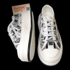 GIÀY thể thao Unisex Đế Độn Walk N Di.or White and black Cotton Embroidered with plan de Paris Motif Platfom Sneaker