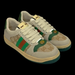 Giày thể thao Gu.cci Sơn Tùngg xanh lá kem trơn gót xanh lá,Giày Gu.cci Screener Beige Green Red Distressed Best Quality