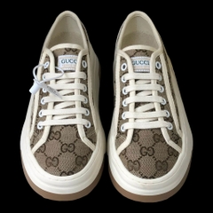 Giày thể thao nữ Gu.cci Tennis 1977 Nâu độn đế 6 phân,Giày Vải canvas Cổ Thấp Đế Dày Thêu Họa Tiết Phong Cách Mới 2024