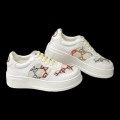 Giày Thể Thao Gu.cci Trắng Monogram Cao Cấp Full Phụ Kiện GC Đế Cao 6cm Hàng Cao Cấp 2023,Giày Gu.cci GG Supreme Canvas