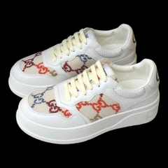 Giày Thể Thao Gu.cci Trắng Monogram Cao Cấp Full Phụ Kiện GC Đế Cao 6cm Hàng Cao Cấp 2023,Giày Gu.cci GG Supreme Canvas
