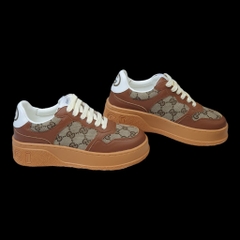 Giày Thể Thao Gu.cci Nâu Monogram Blue Beige GC Đế Cao 6cm Hàng Cao Cấp 2024, Bánh mì vàng sơn tùng