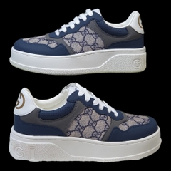 Giày Thể Thao sneaker Gu.cci Xanh Dương Đế Cao Full Bill Box, Xanh Monogram Blue Beige GC Đế Cao 6cm