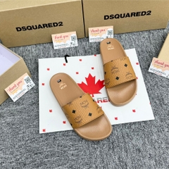 Dép quai ngang nam nữ MCM vàng Hoạ Tiết Tag Logo hàng QC loại 1,Dép MCM Wmms Slides Monogram