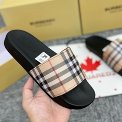 Dép Nam BBR Hàng Loại 1 Full Box, Dép Quai Ngang Đế Cao Su Non Cực Êm Chân,Dép Nam Nữ BBR Quai Cao Su Nâu Kẻ Sọc Full Bo
