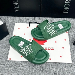 Dép quai chéo Dior Xanh Lá, Dép thời trang nam 2024 họa tiết siêu Nhẹ Đế Cao Su in Logo, Dép thời trang nam nữ quai chéo