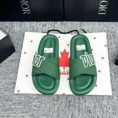 Dép quai chéo Dior Xanh Lá, Dép thời trang nam 2024 họa tiết siêu Nhẹ Đế Cao Su in Logo, Dép thời trang nam nữ quai chéo