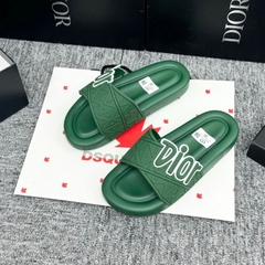 Dép quai chéo Dior Xanh Lá, Dép thời trang nam 2024 họa tiết siêu Nhẹ Đế Cao Su in Logo, Dép thời trang nam nữ quai chéo