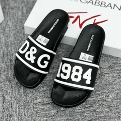 Dép Lê nam nữ quai ngang cao su quai nổi chữ D&G viền trắng đế đúc nổi hoạ tiết Số vs Chữ hoa văn cao cấp