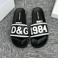 Dép Lê nam nữ quai ngang cao su quai nổi chữ D&G viền trắng đế đúc nổi hoạ tiết Số vs Chữ hoa văn cao cấp