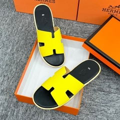 Dép Da Vàng đế phíc HM Nam Nữ Thời Trang , Dép Chứ H boy phố Cao Cấp Full Bill Box