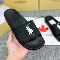 Dép POLO Rubber Đen Full - Dép Polo - Ralph.Lauren Signature Chiến Mã ,Dép Polo Cao Bồi Cưỡi Ngựa Quai nhựa đen nhá