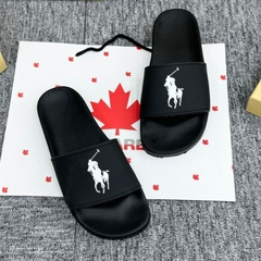 Dép POLO Rubber Đen Full - Dép Polo - Ralph.Lauren Signature Chiến Mã ,Dép Polo Cao Bồi Cưỡi Ngựa Quai nhựa đen nhá