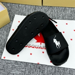 Dép POLO Rubber Đen Full - Dép Polo - Ralph.Lauren Signature Chiến Mã ,Dép Polo Cao Bồi Cưỡi Ngựa Quai nhựa đen nhá