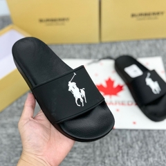 Dép POLO Rubber Đen Full - Dép Polo - Ralph.Lauren Signature Chiến Mã ,Dép Polo Cao Bồi Cưỡi Ngựa Quai nhựa đen nhá