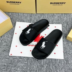 Dép POLO Rubber Đen Full - Dép Polo - Ralph.Lauren Signature Chiến Mã ,Dép Polo Cao Bồi Cưỡi Ngựa Quai nhựa đen nhá