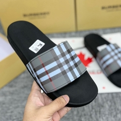 Dép lê nam quai ngang BBR cao su hoạ tiết kẻ sọc quai đế cao su non khắc nổi chữ cao cấp full box