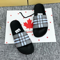 Dép lê nam quai ngang BBR cao su hoạ tiết kẻ sọc quai đế cao su non khắc nổi chữ cao cấp full box